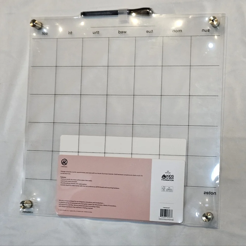 Clear Acrylic Dry Erase Calendar